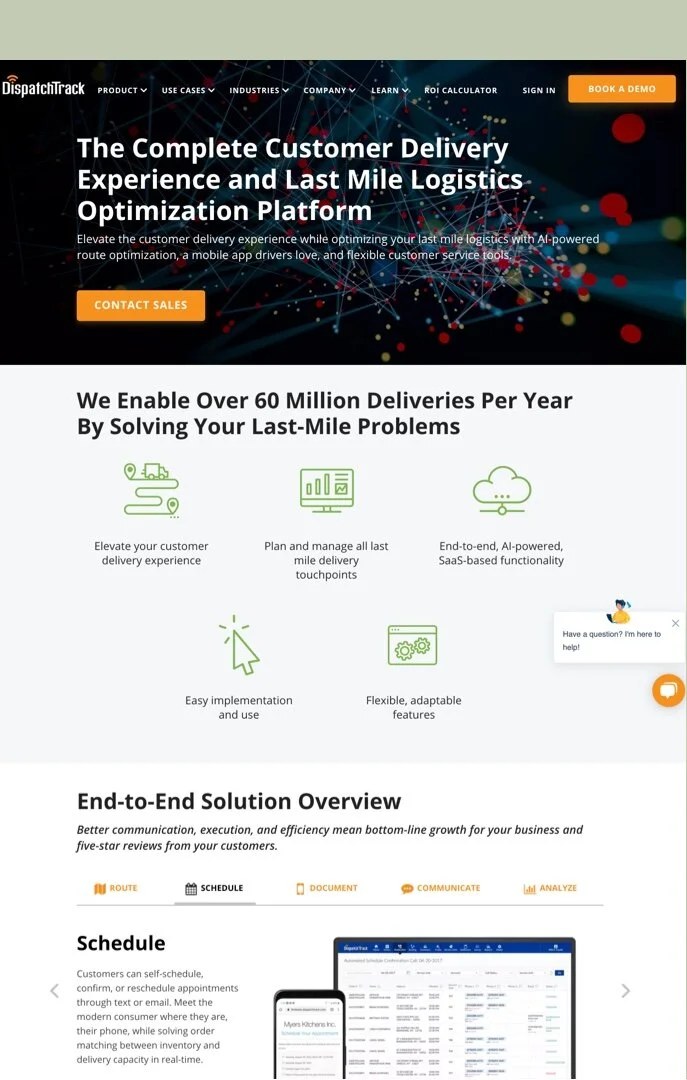 DispatchTrack.com homepage design