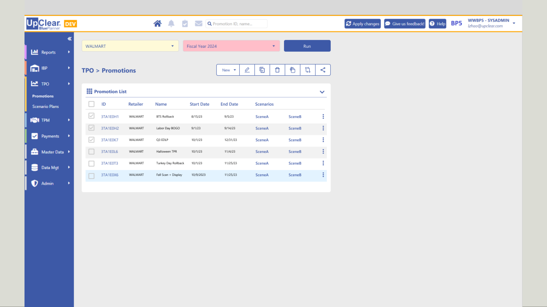 UpClear dashboard design