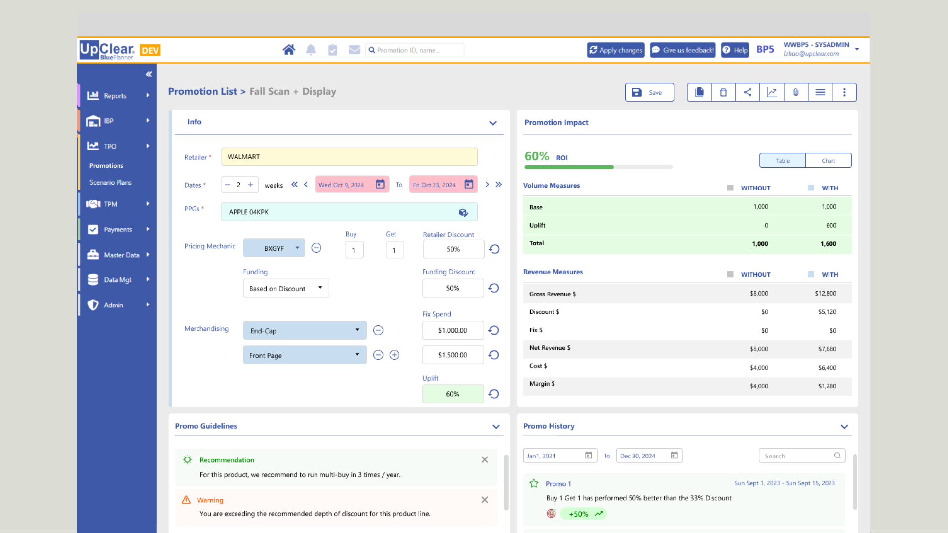 UpClear product UI