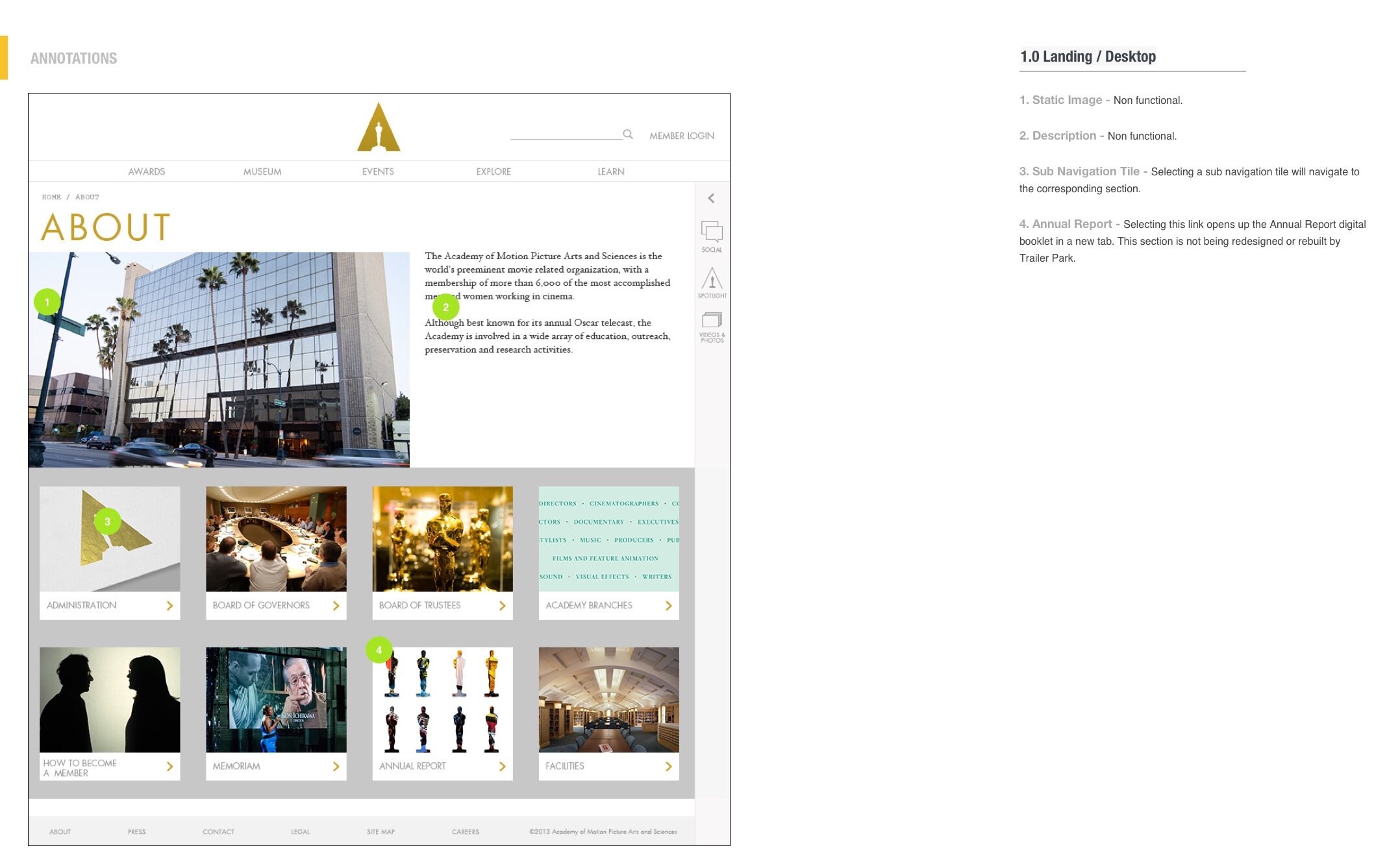 Oscars.org about page desktop