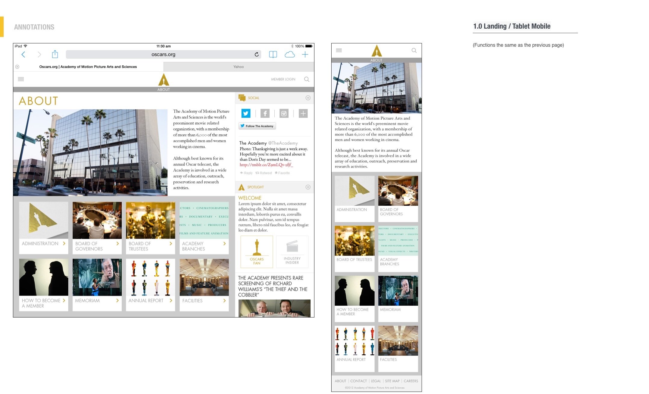Oscars.org mobile design