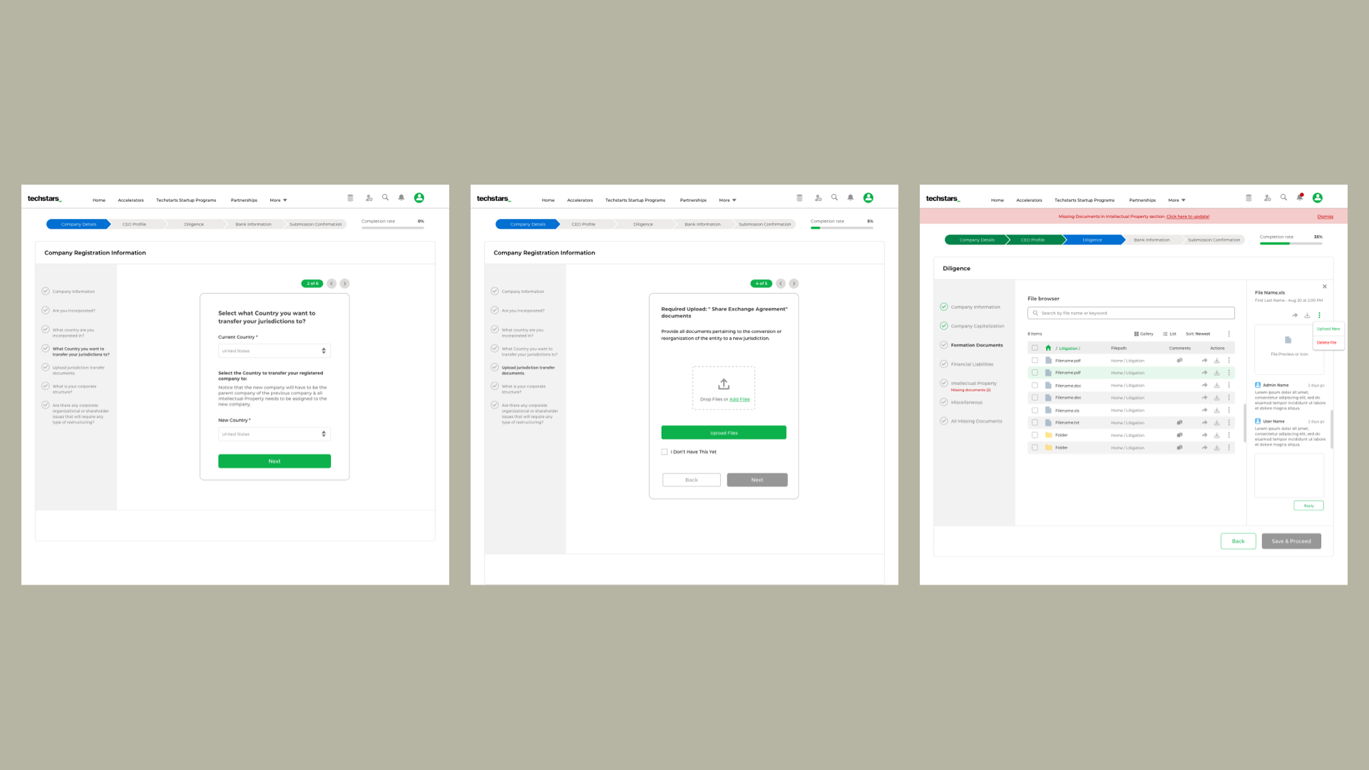 Techstars onboarding flow