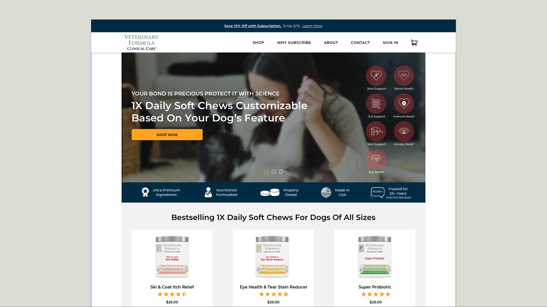 Veterinary Formula homepage