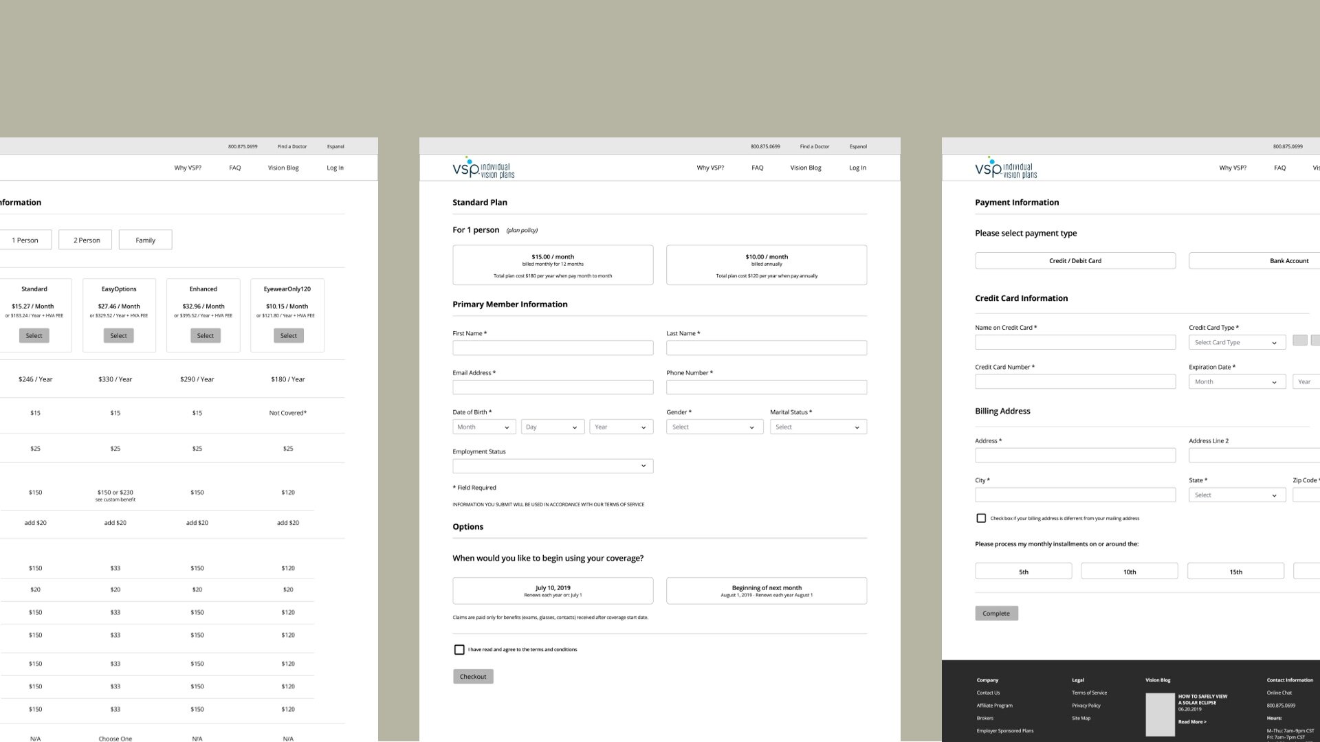 VSP homepage design